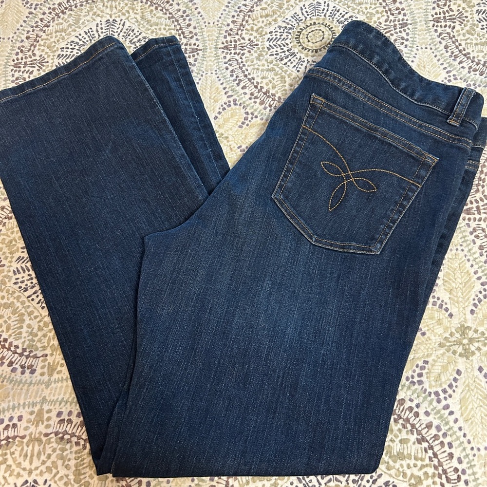Vintage Chaps Dark Blue Straight Leg Jeans- Size 14 Petite- EUC